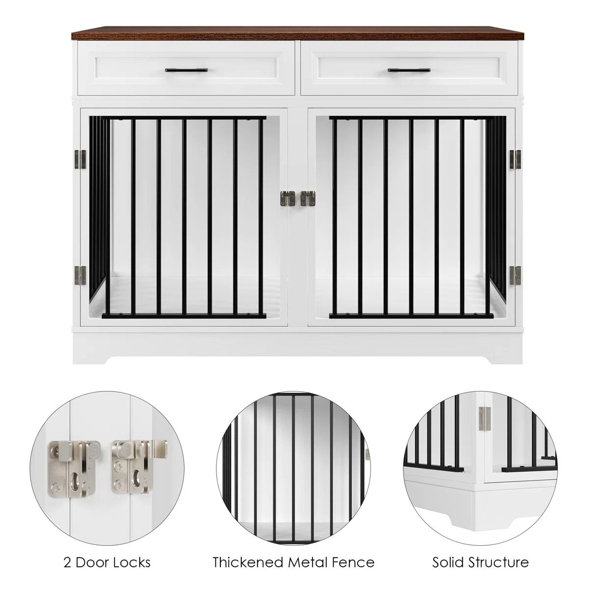 Chesterle Large Dog Crate Furniture Style With 2 Drawers And Divider thumbnail 2