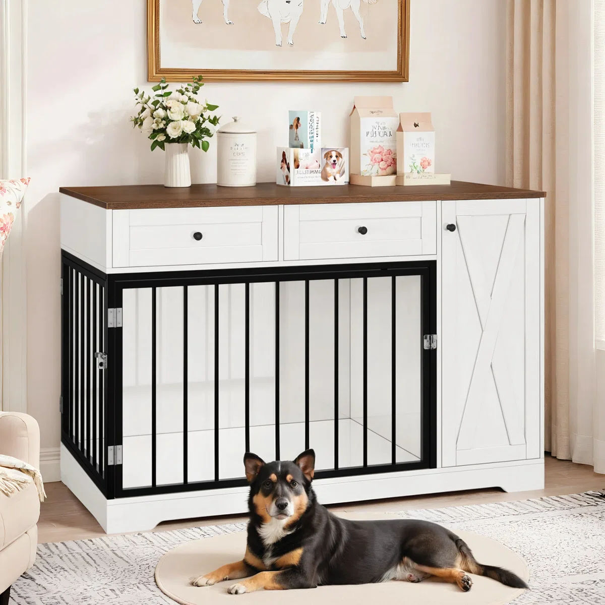 Ansel Modern Wooden Dog Crate Furniture thumbnail 2