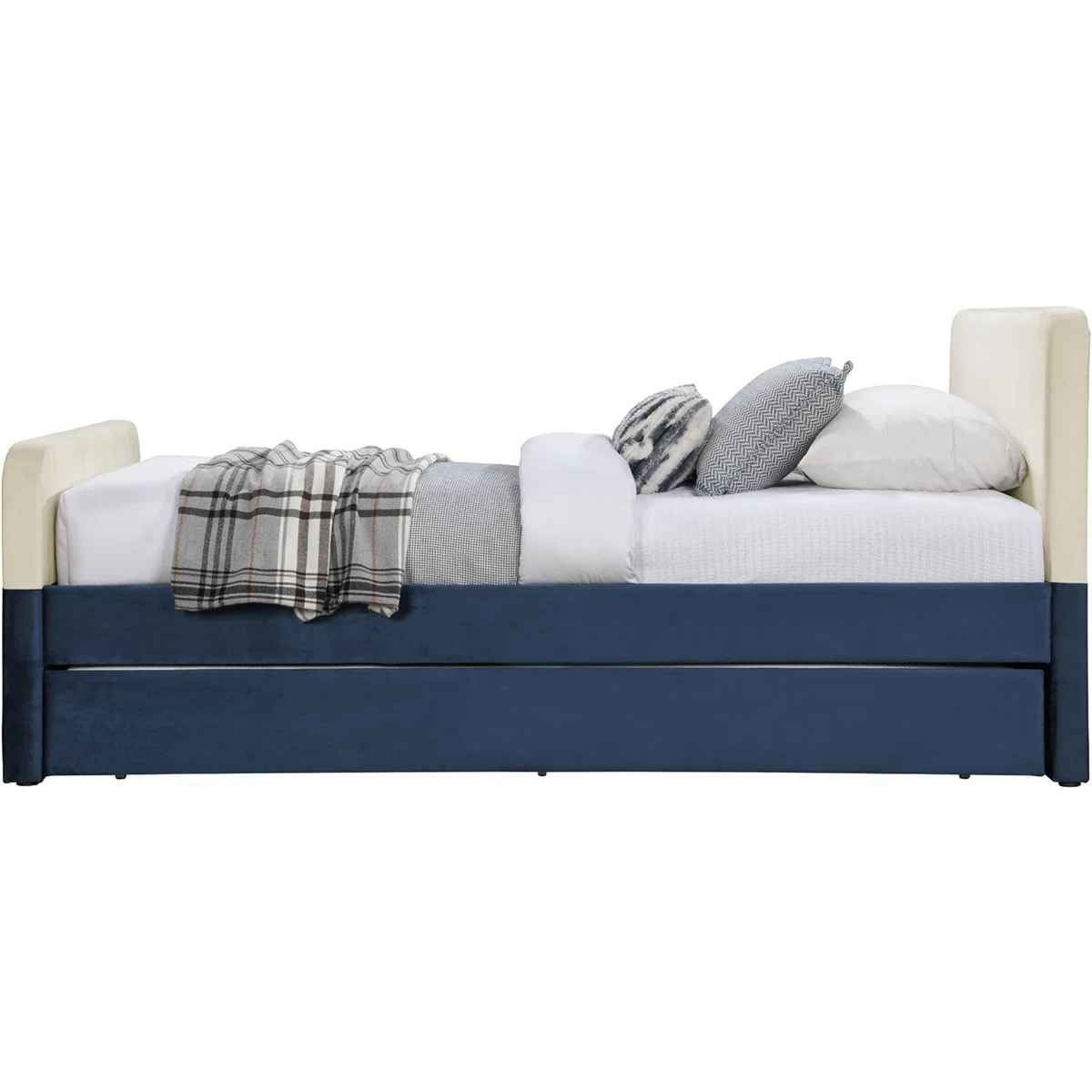 Yeudiel Velvet Upholstered Trundle Bed-Twin thumbnail 3