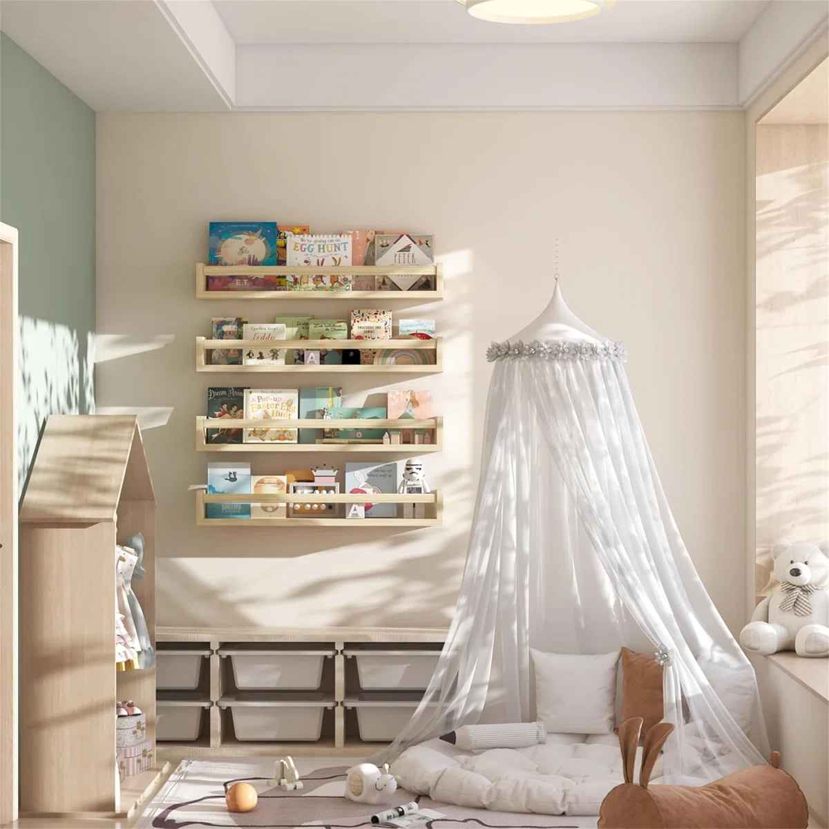 Wall Mounted Kids Bookshelves Floating Nursery Shelf Book-Set of 4 thumbnail 2