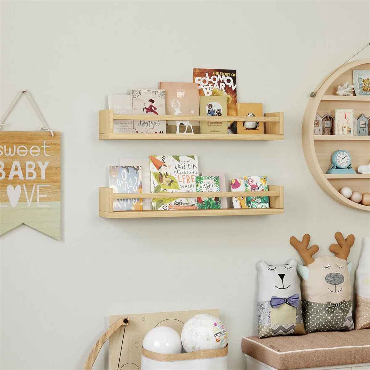 Wall Mounted Kids Bookshelves Floating Nursery Shelf Book-Set of 4 thumbnail 3