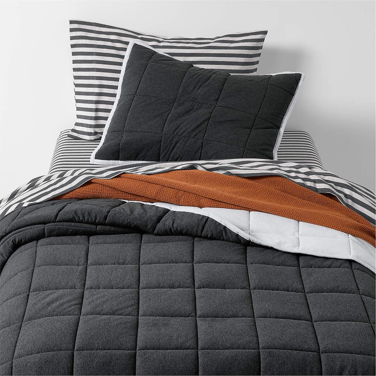 Comfy Tee Charcoal Reversible Organic Cotton Jersey Kids Pillow Sham thumbnail 2