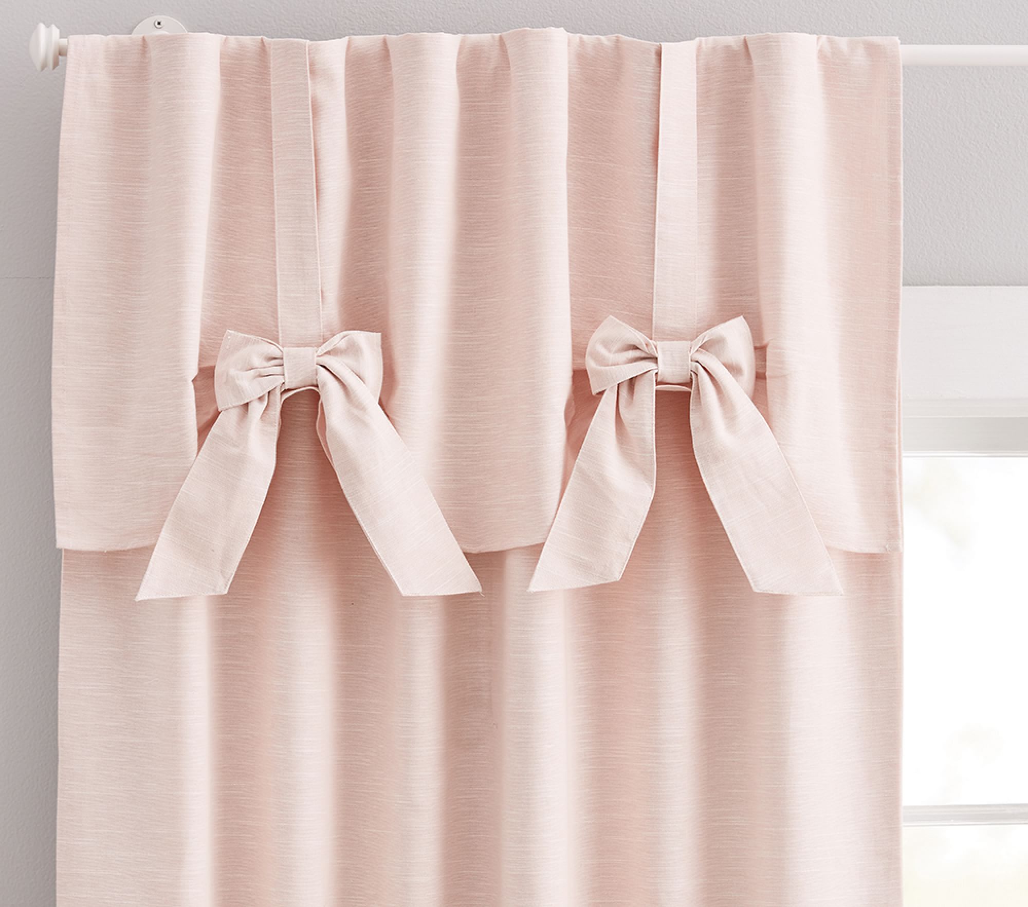 Evelyn Linen Blend Bow Valance Blackout Curtain-96" thumbnail 2