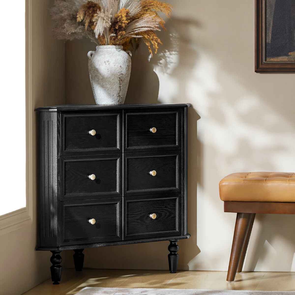 Geordon 2 Door Corner Cabinet With Spindle Legs thumbnail 2