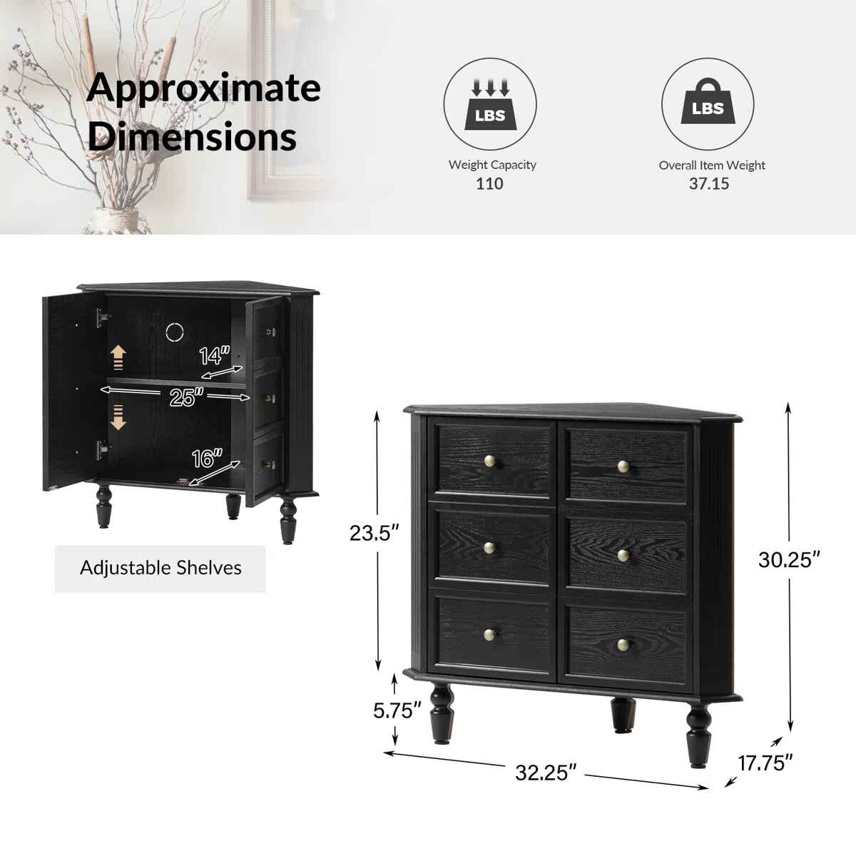 Geordon 2 Door Corner Cabinet With Spindle Legs thumbnail 4