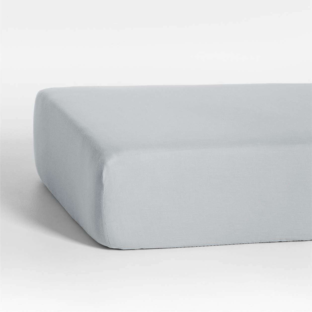 Supersoft Mist Blue Organic Cotton Gauze Baby Crib Fitted Sheet thumbnail 2