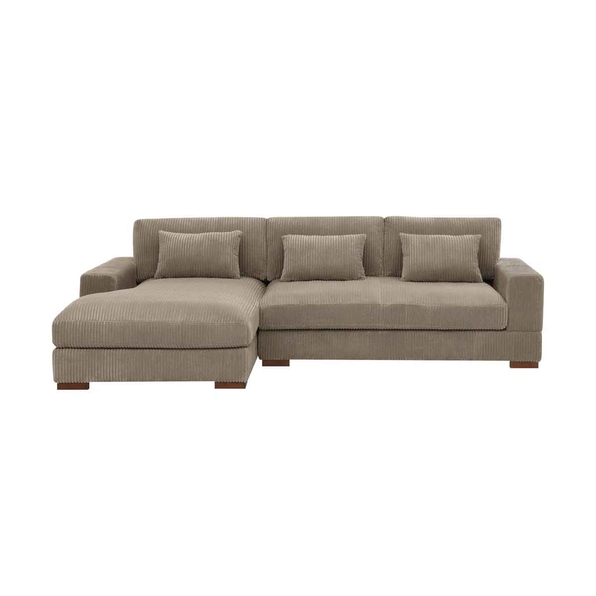 Modern Corduroy Sectional Sofa With Chaise thumbnail 3