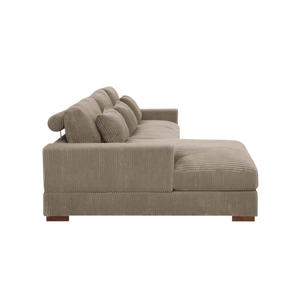 Modern Corduroy Sectional Sofa With Chaise thumbnail 4