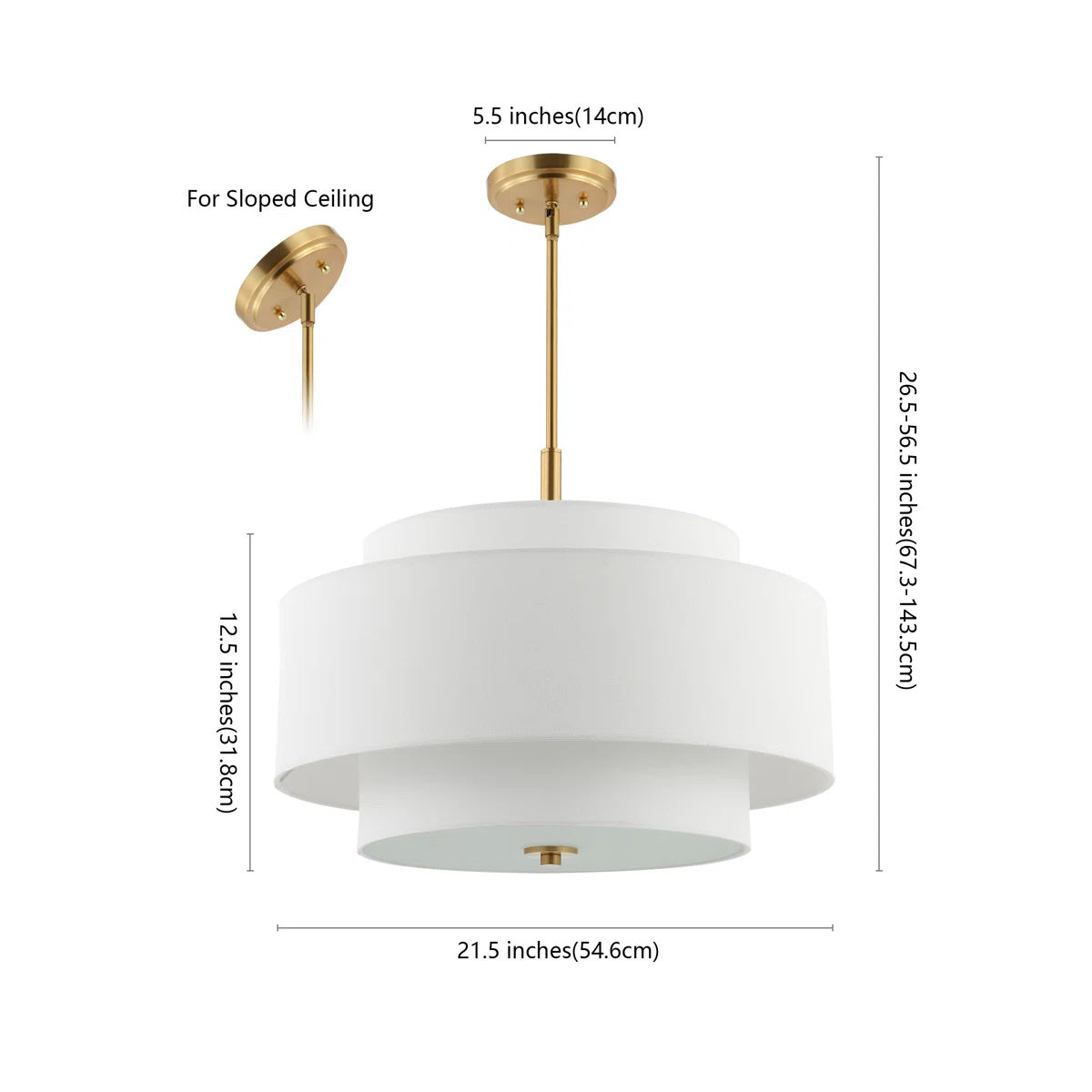 Koeller 3 Light Brass Gold Shaded Pendant thumbnail 3