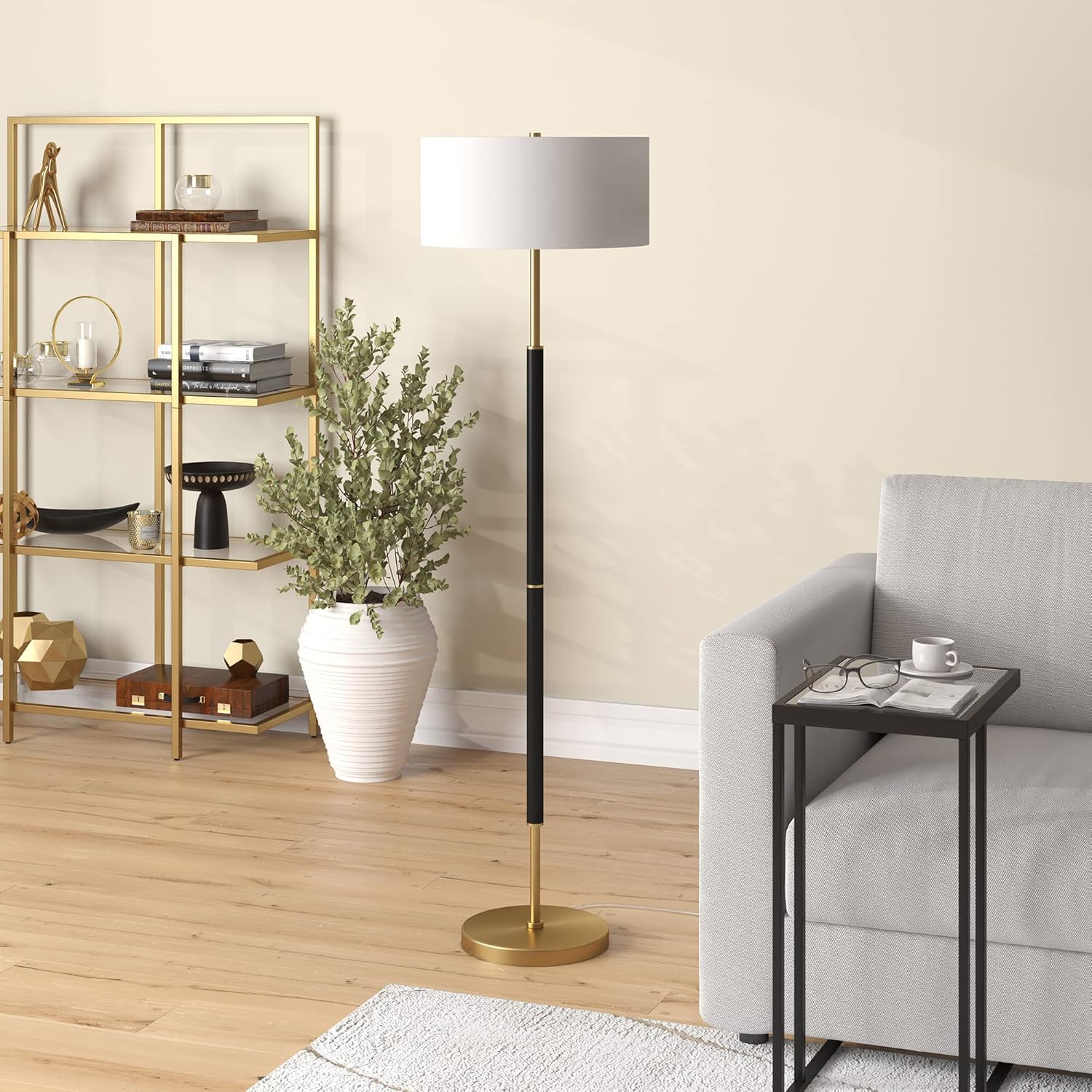 Henn and Hart 2Light Floor Lamp with Fabric Shade thumbnail 3