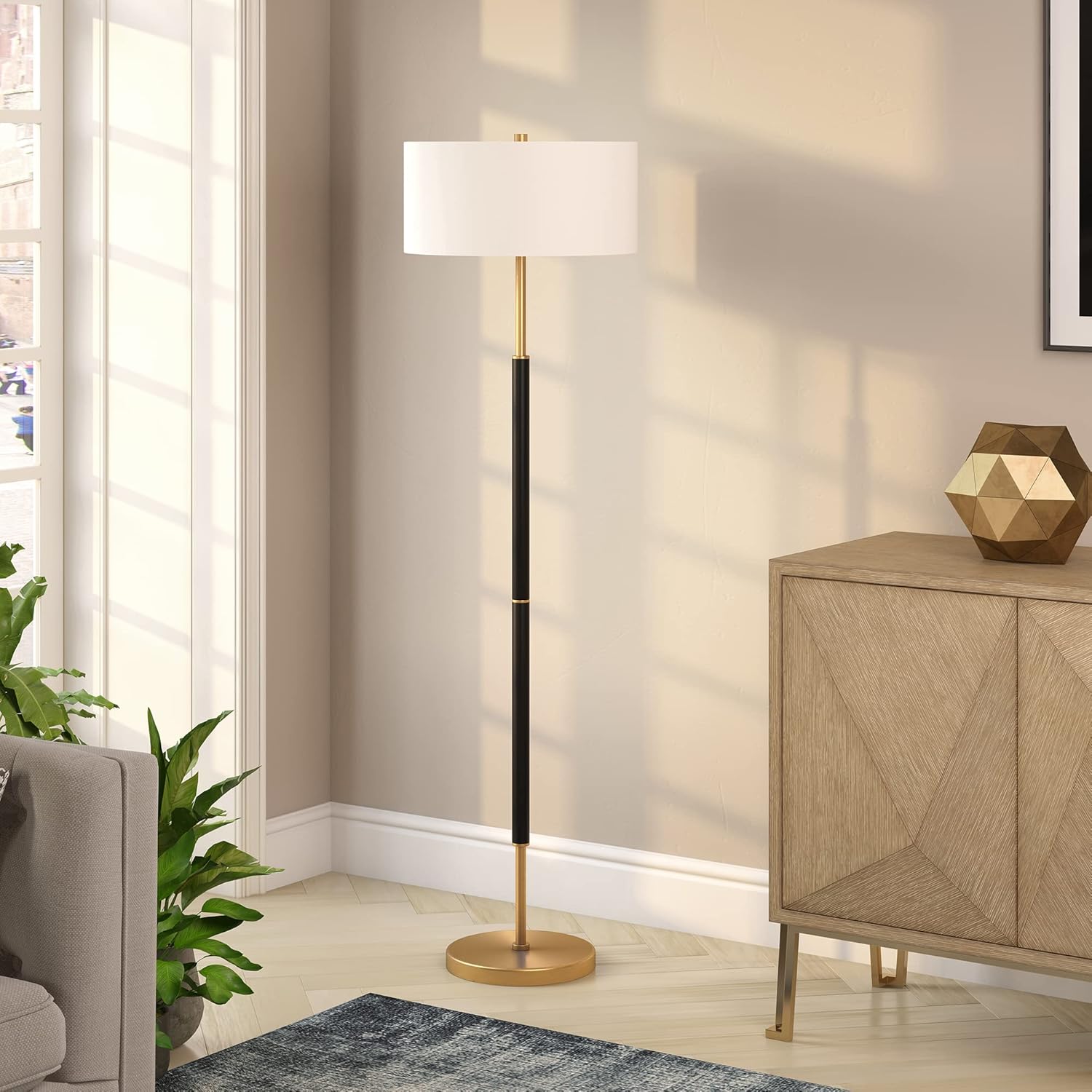 Henn and Hart 2Light Floor Lamp with Fabric Shade thumbnail 4