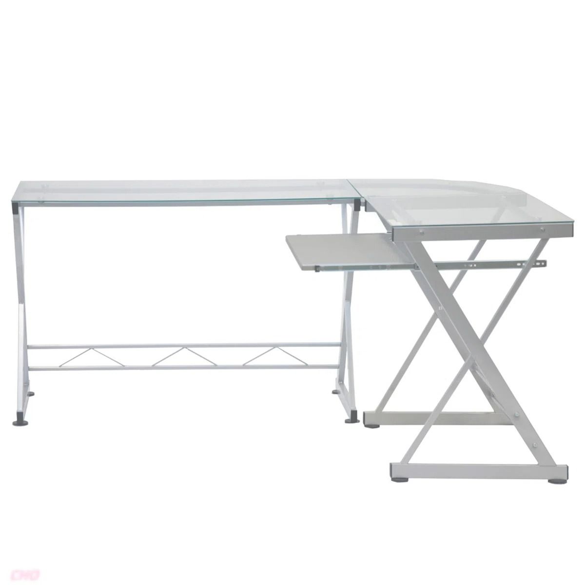 Techni Mobili L Shaped Tempered Glass Top Computer Desk thumbnail 3