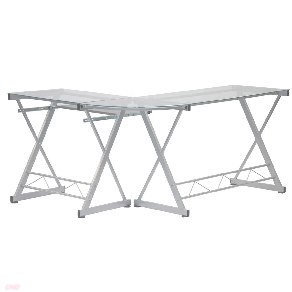 Techni Mobili L Shaped Tempered Glass Top Computer Desk thumbnail 4