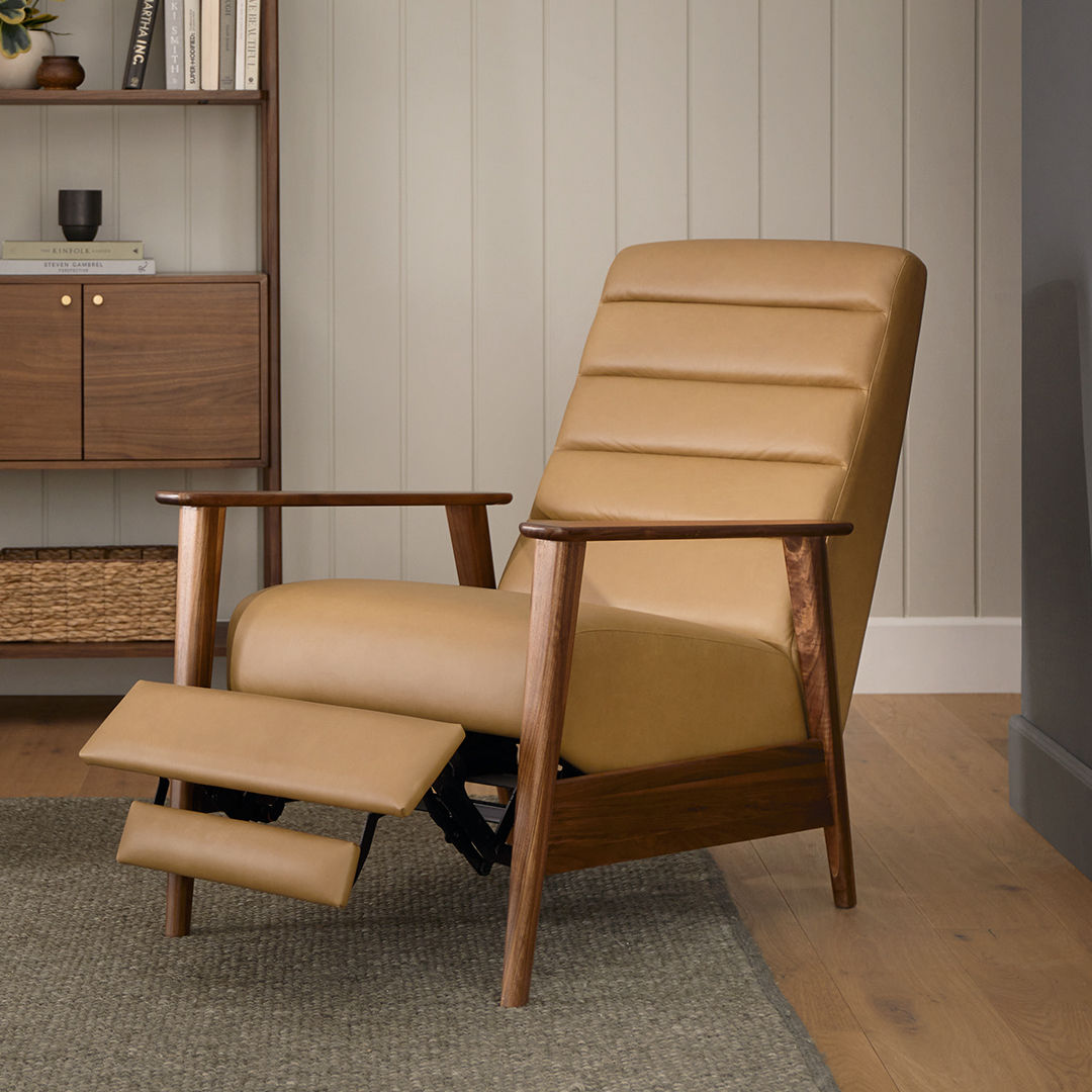 Ellow Leather Reclining Lounge Chair Charme Tan thumbnail 2