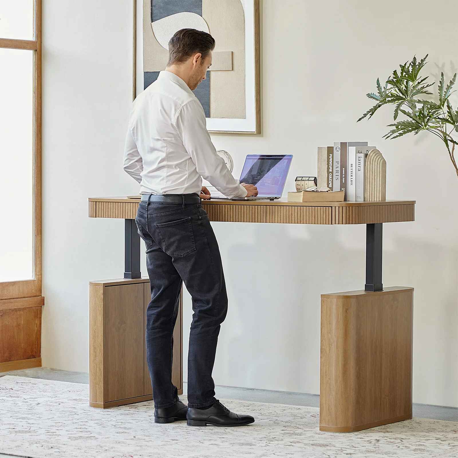 Baggio Modern Electric Adjustable Standing Desk with Cable Management thumbnail 4