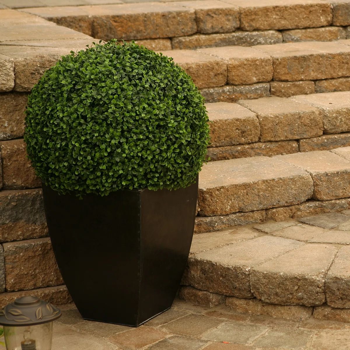 Faux Boxwood Plant in Metal Planter thumbnail 3