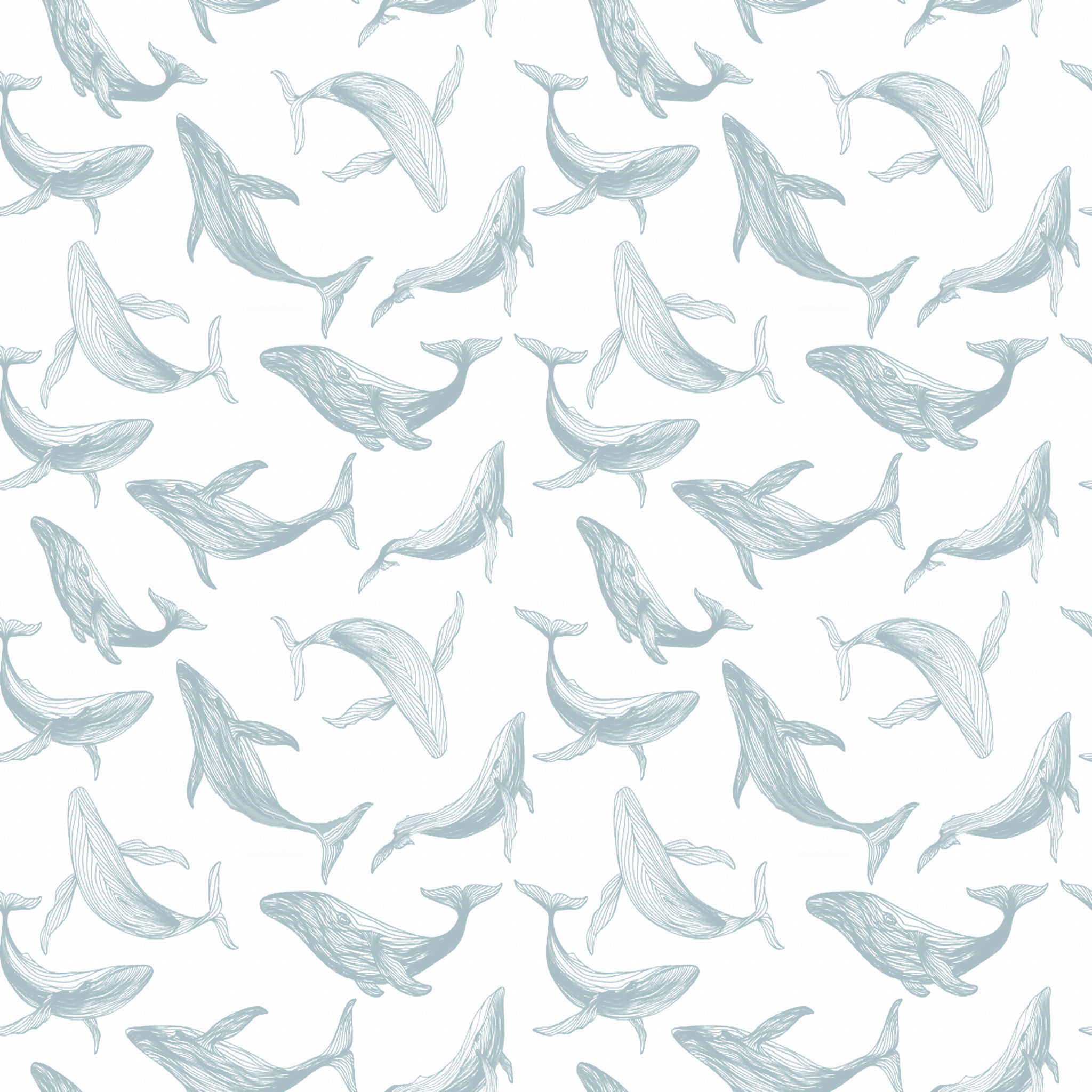 Whale Blue and White Peel and Stick Wallpaper thumbnail 2