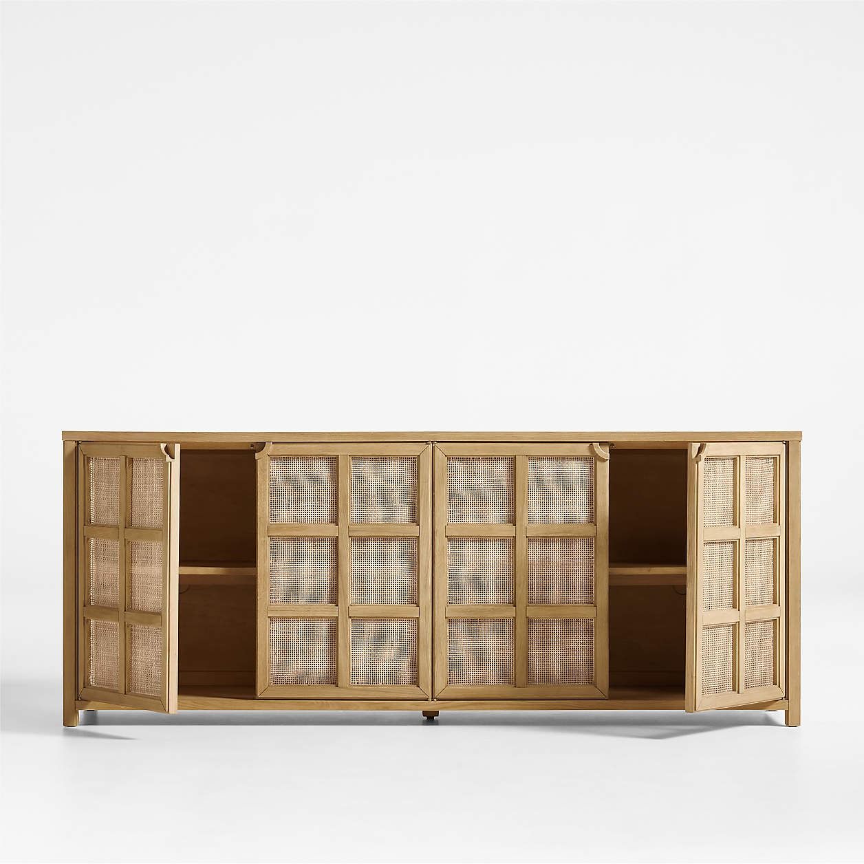 Campagna Rattan and Natural Oak Wood Storage Media Console thumbnail 6