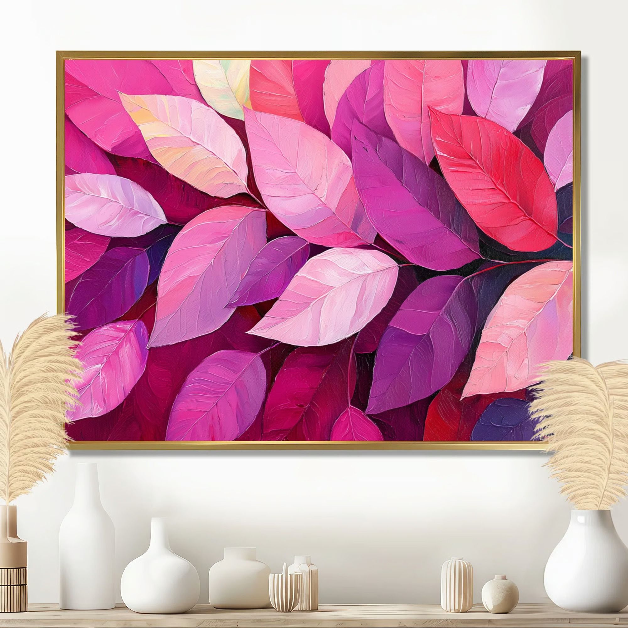 Magenta Leaves Blosoom III Leaves Wall Art-34"x44" thumbnail 2