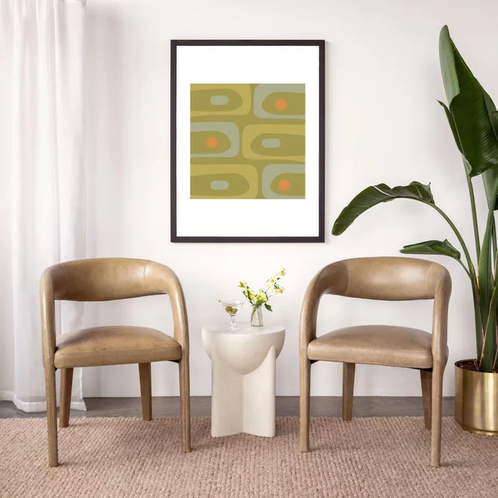 Mid Century Modern Piquet Celadon Orange Art Print thumbnail 2