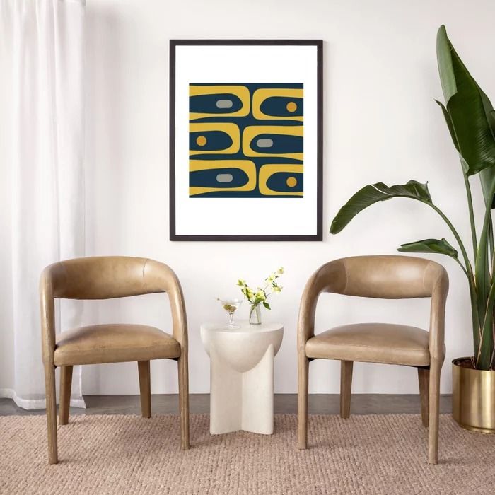 Modern Piquet Abstract Minimalist Navy Blue Art Print thumbnail 2