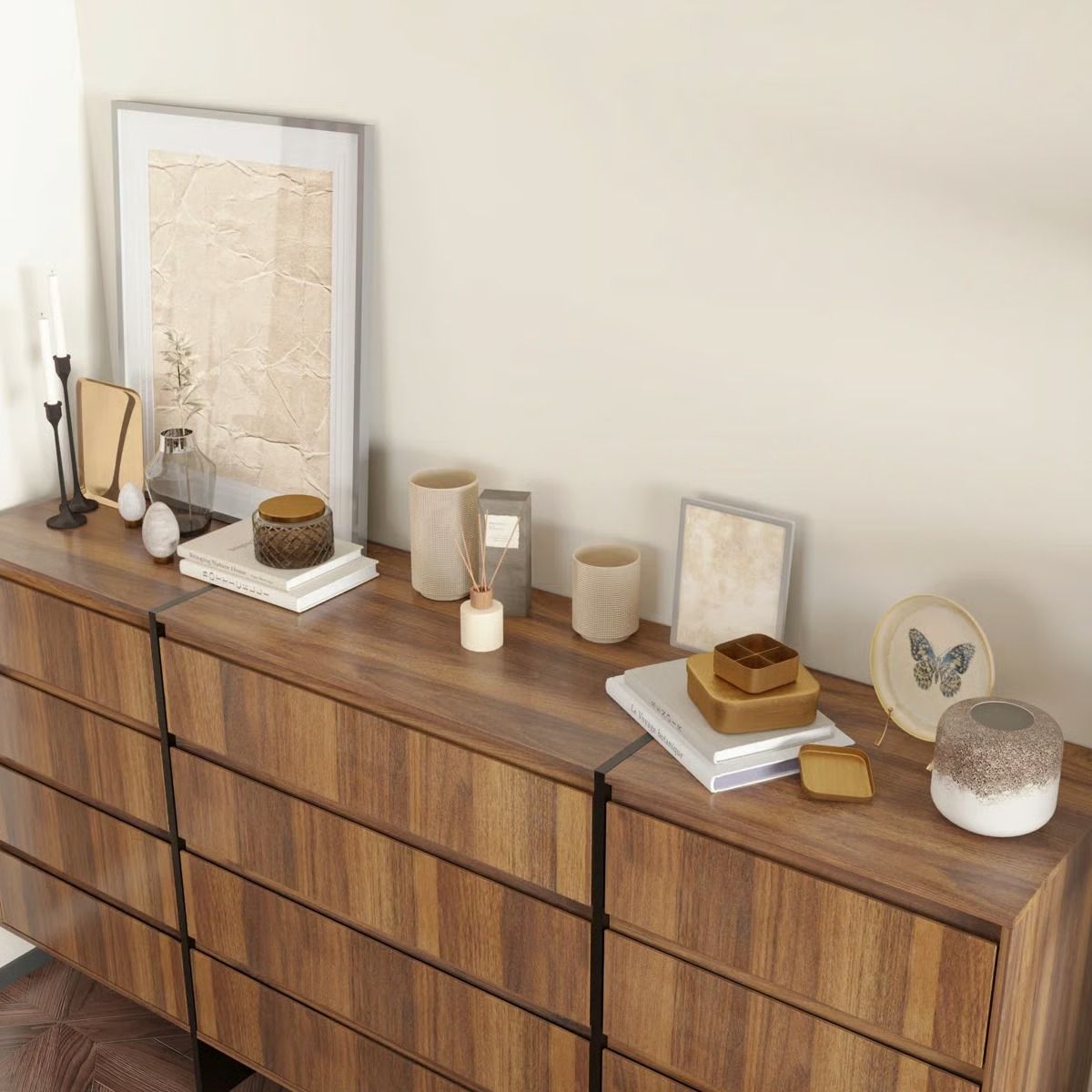 Mid Century Modern 12 Drawer Dresser With Wooden Base thumbnail 5