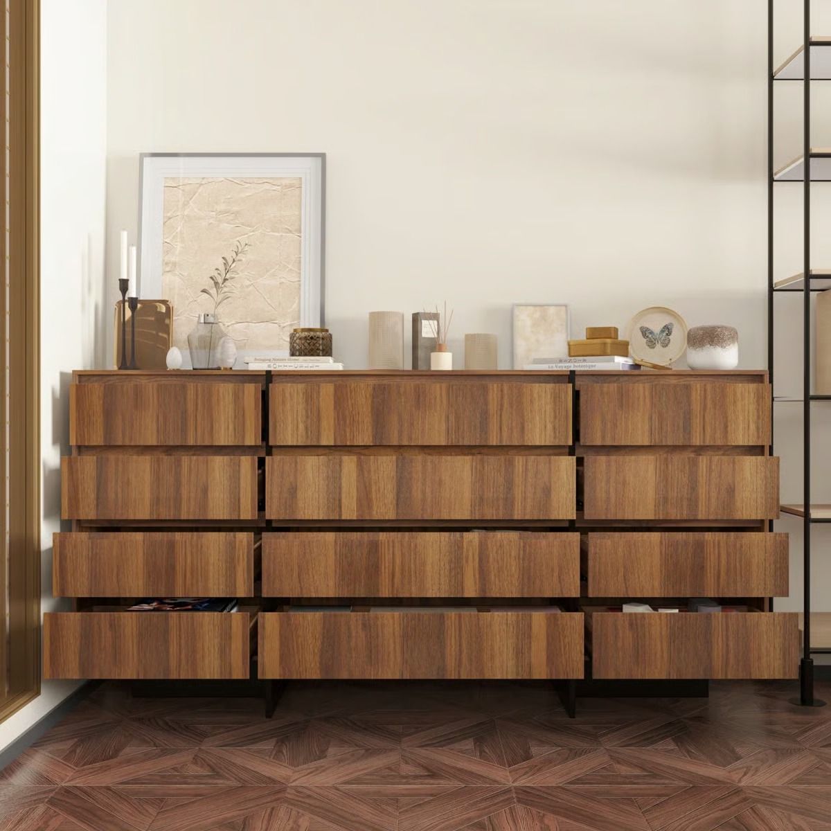 Mid Century Modern 12 Drawer Dresser With Wooden Base thumbnail 8