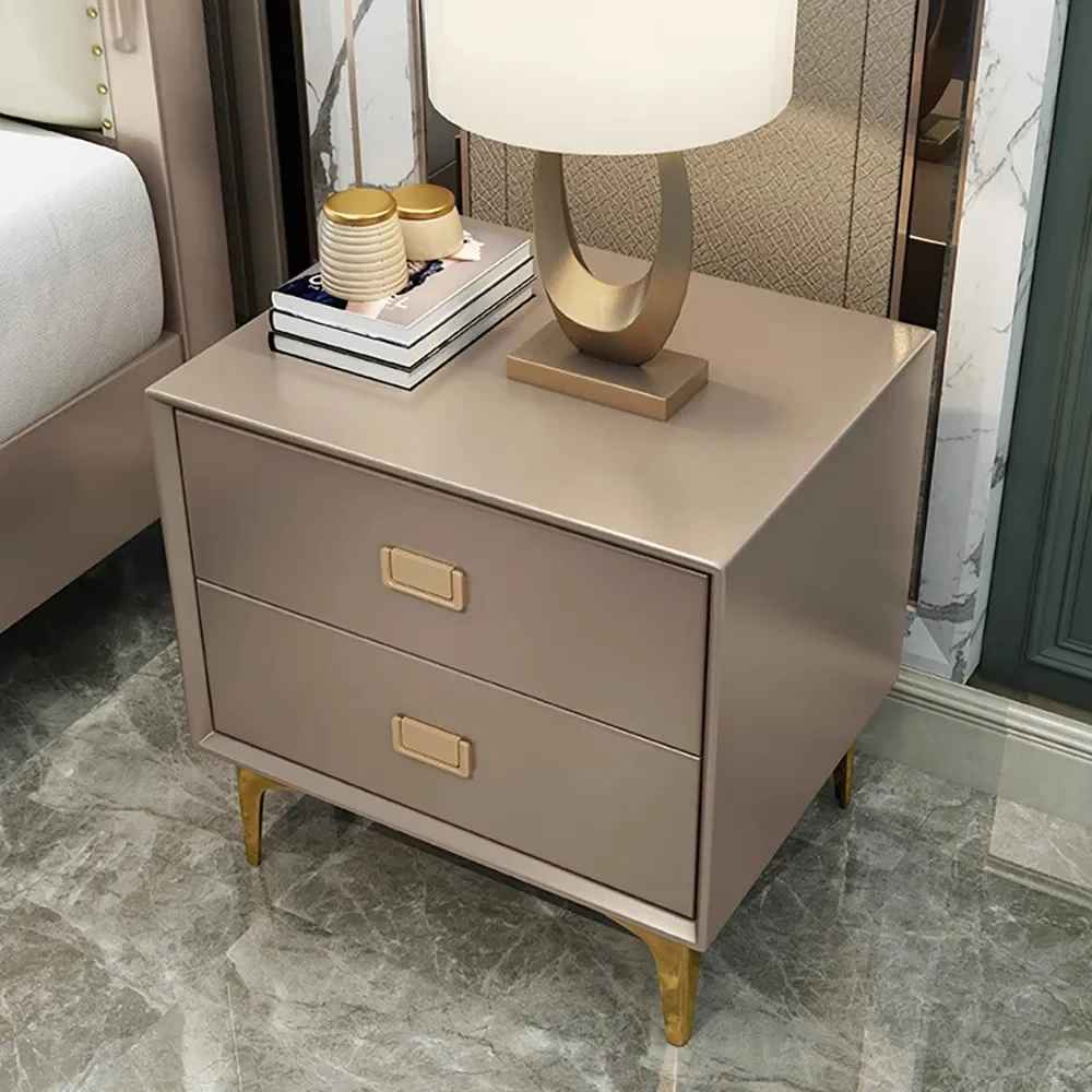 Champagne 2 Drawer Nightstand Set of 2 thumbnail 2