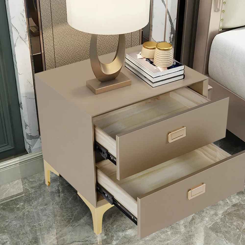 Champagne 2 Drawer Nightstand Set of 2 thumbnail 3