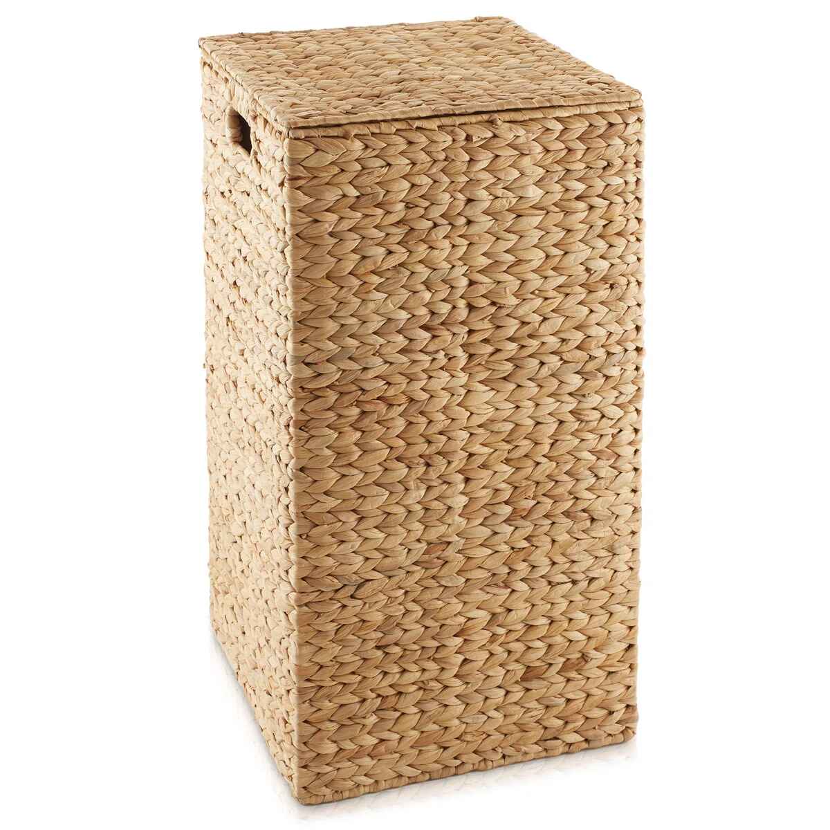 Casafield Laundry Hamper with Lid 1-Section Square Water Hyacinth Laundry Basket thumbnail 2