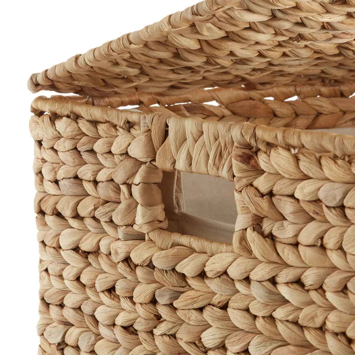 Casafield Laundry Hamper with Lid 1-Section Square Water Hyacinth Laundry Basket thumbnail 4