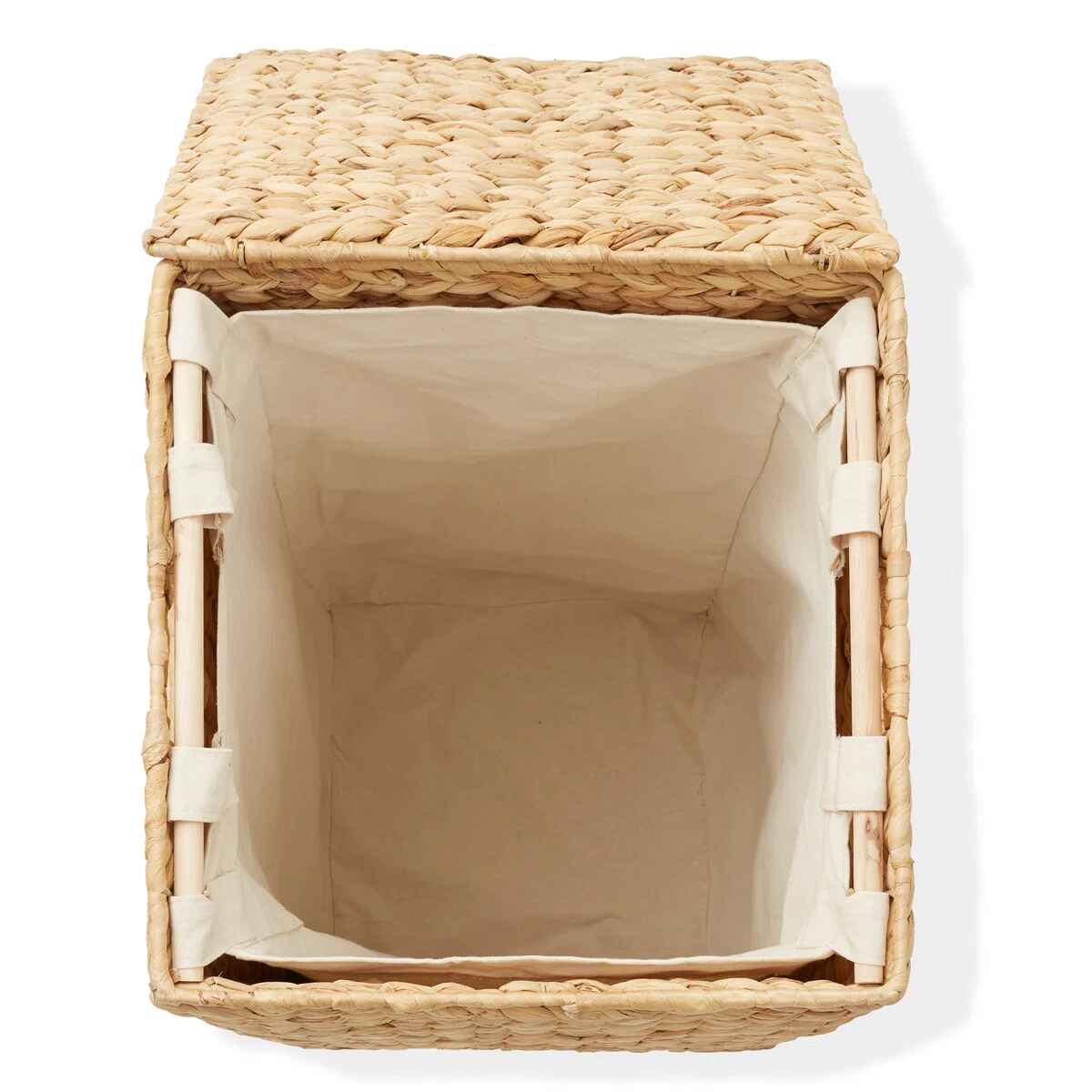 Casafield Laundry Hamper with Lid 1-Section Square Water Hyacinth Laundry Basket thumbnail 5