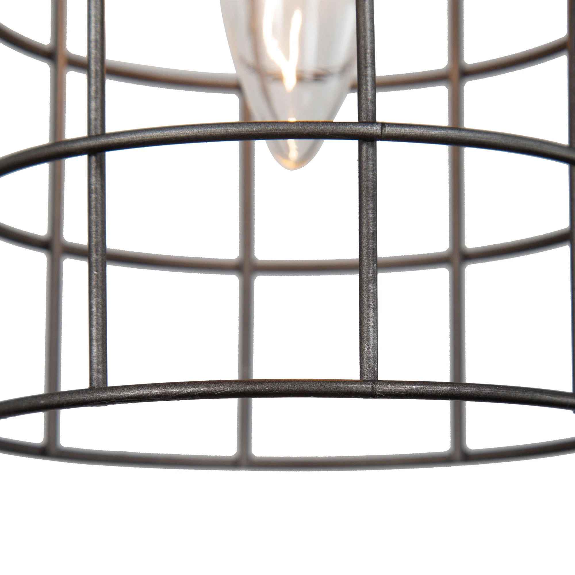 Brushed Grey Single Cylinder Cage Pendant thumbnail 4