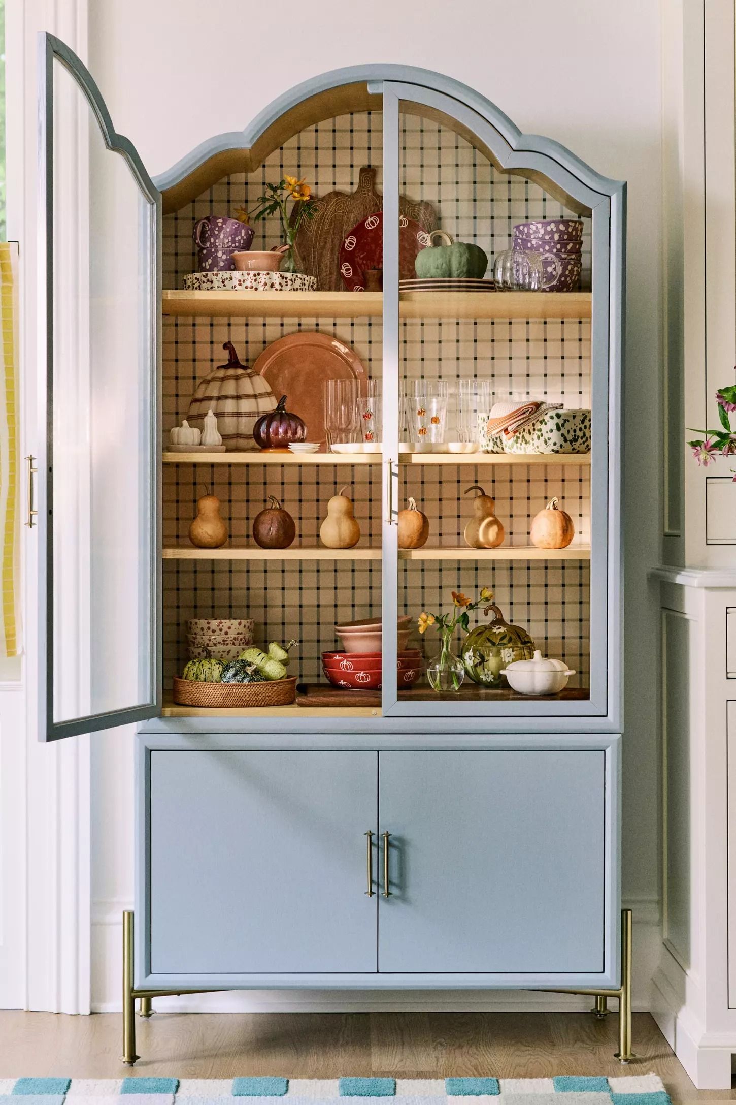 Livia Glass Wood Storage Hutch thumbnail 2
