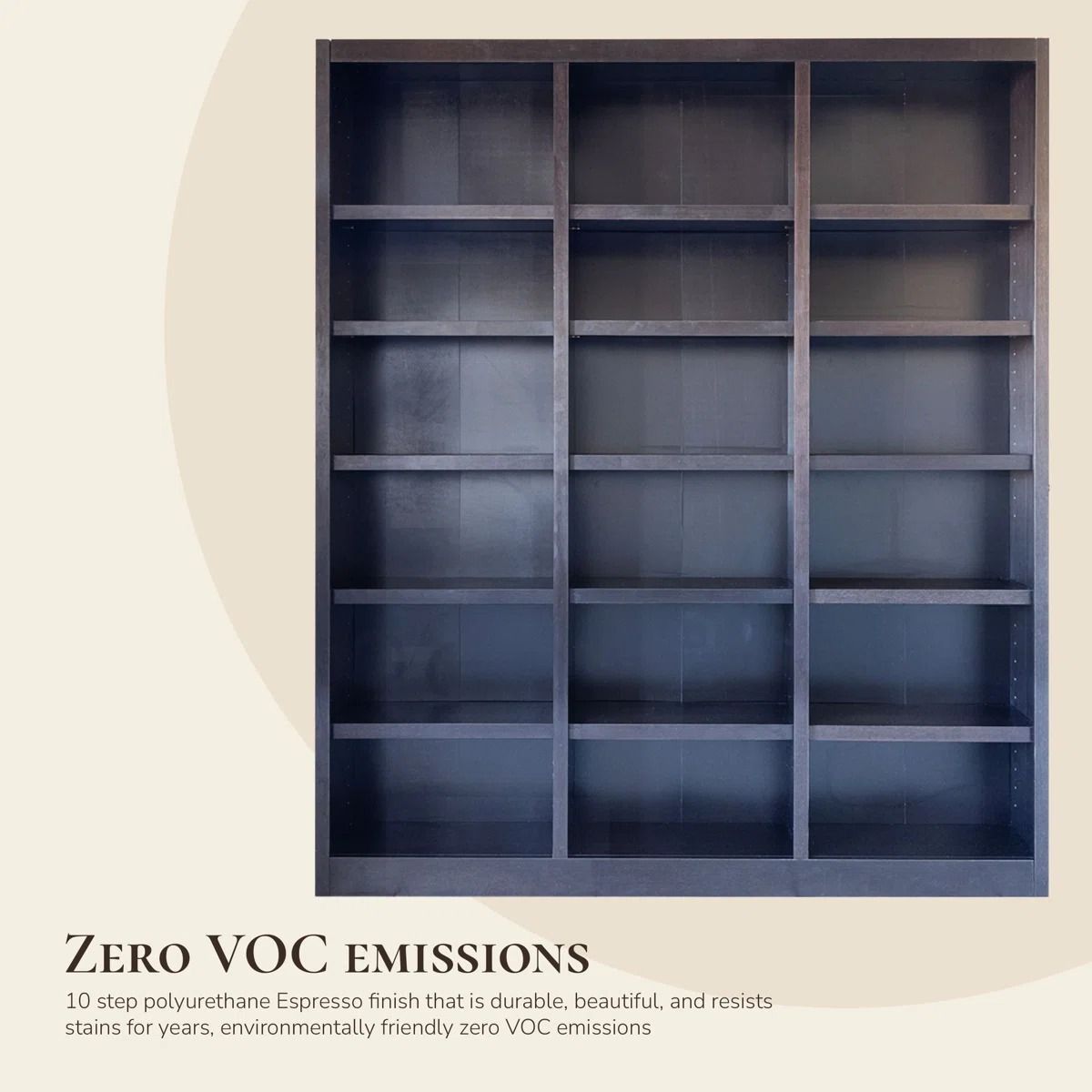Aliette Triple Wide Wood Bookcase espresso thumbnail 2
