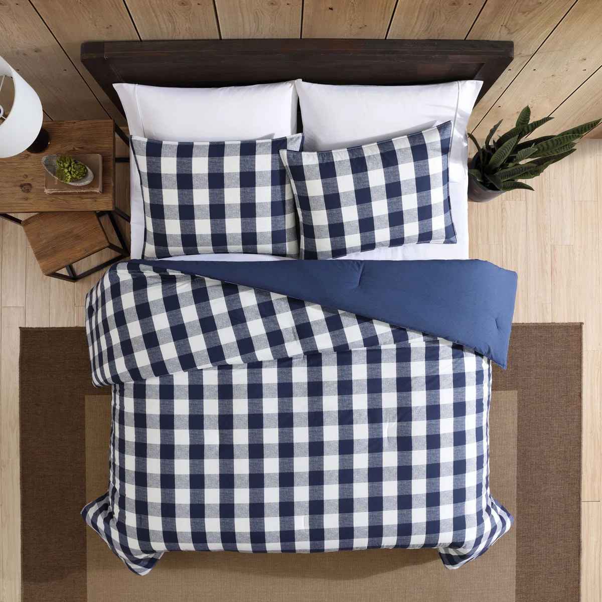 Eddie Bauer Lakehouse Plaid Blue Cotton Duvet Cover-Full thumbnail 2