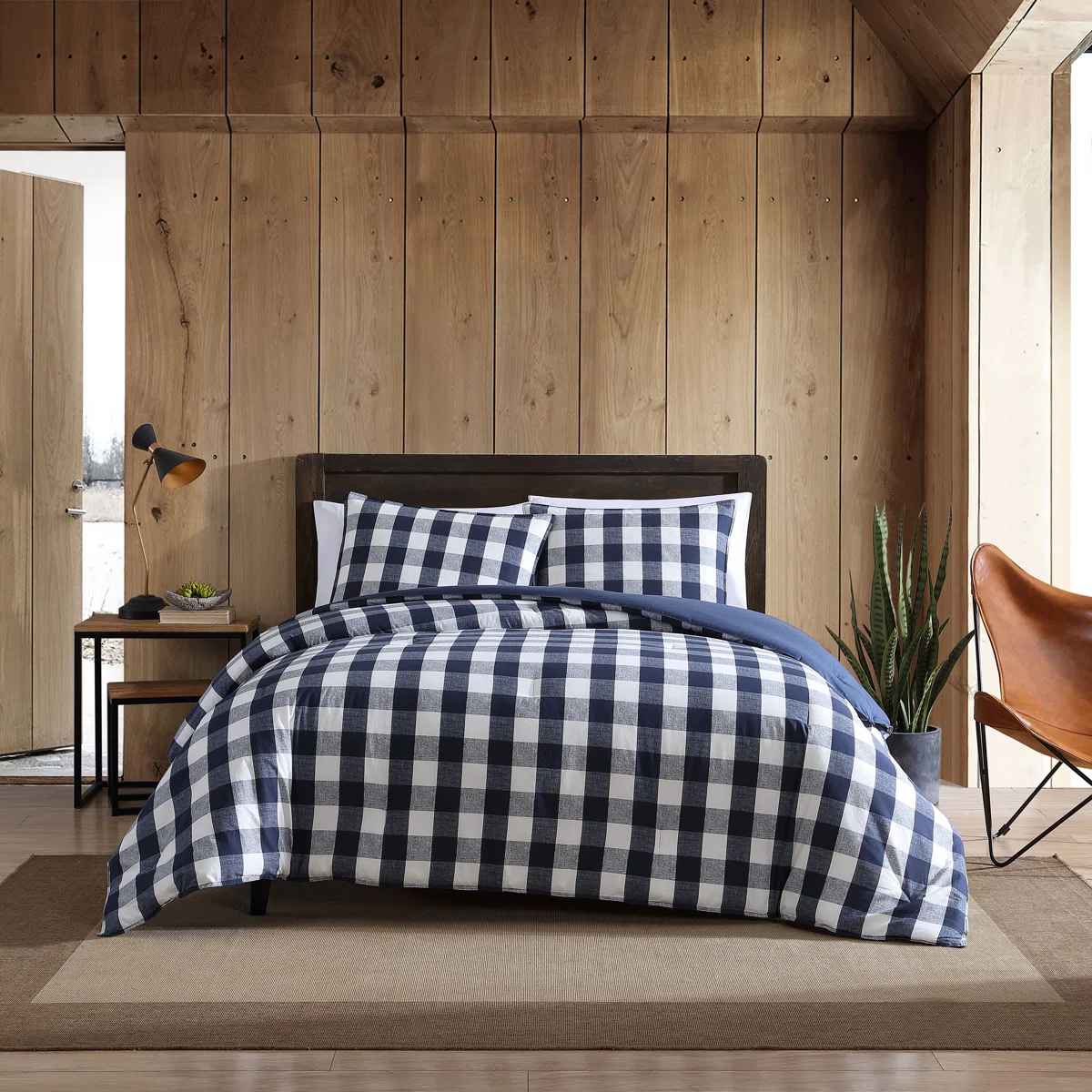 Eddie Bauer Lakehouse Plaid Blue Cotton Duvet Cover-Full thumbnail 3