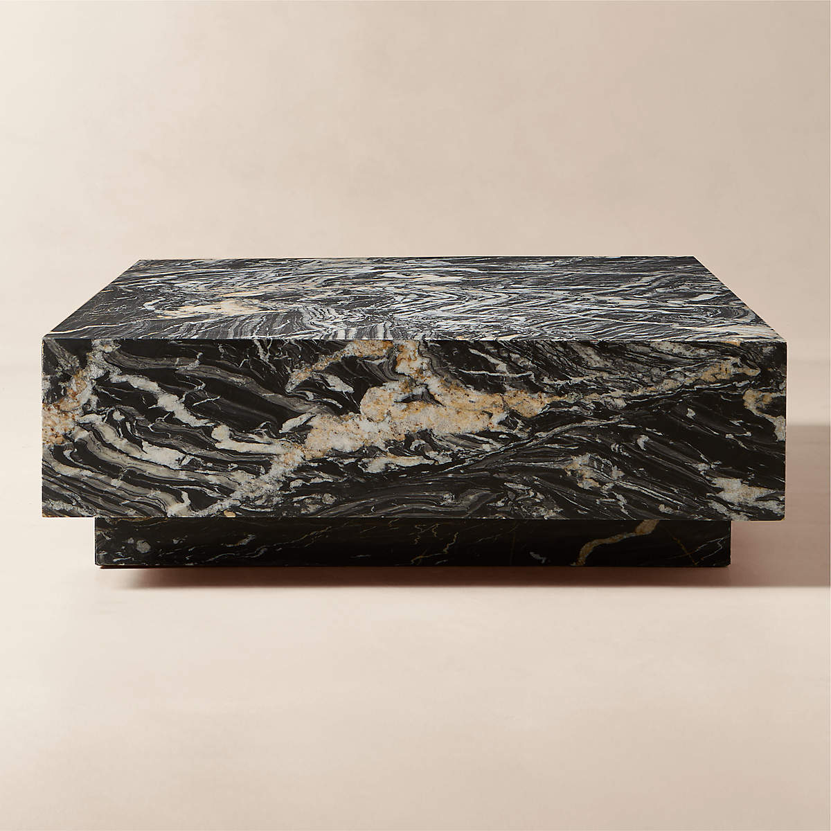 Enyo 55" Rectangular Black Marble Coffee Table thumbnail 3