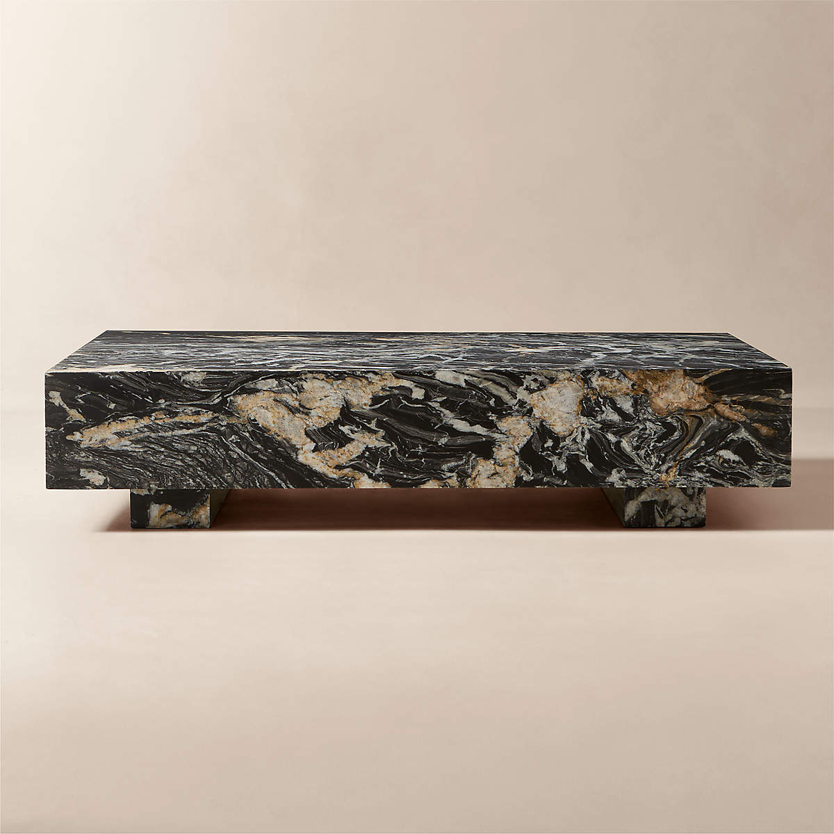 Enyo 55" Rectangular Black Marble Coffee Table thumbnail 4