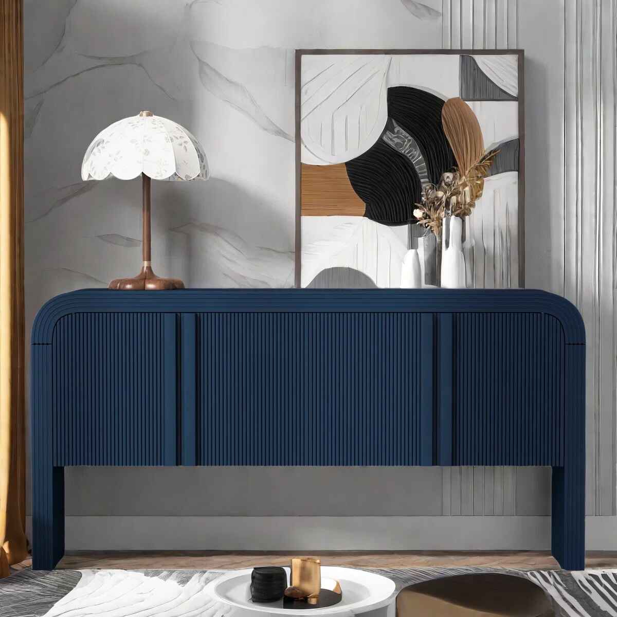 Himanshi Striped Sideboard with 4 Doors thumbnail 2