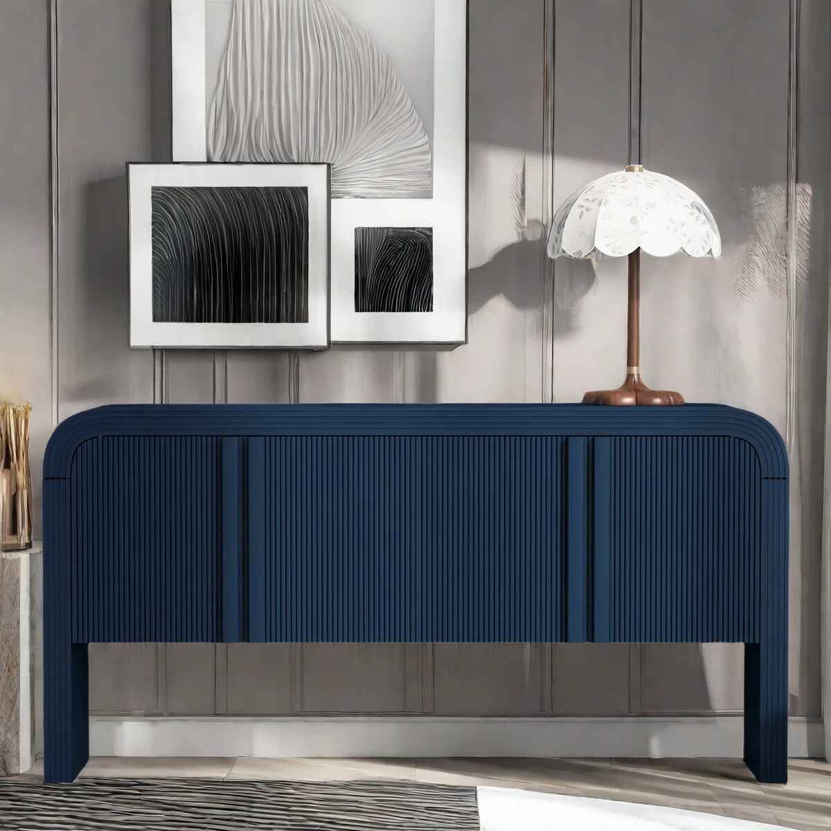 Himanshi Striped Sideboard with 4 Doors thumbnail 3
