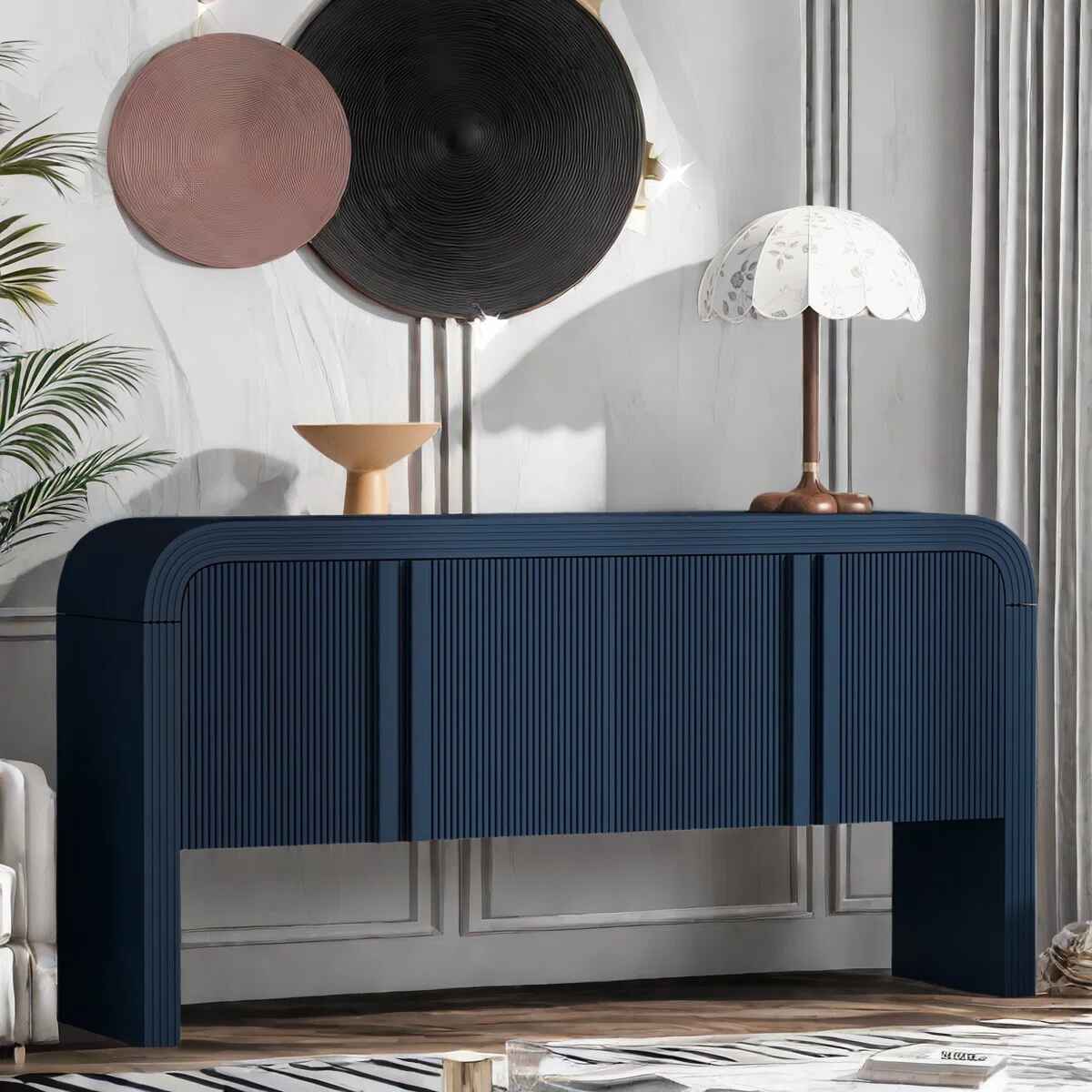 Himanshi Striped Sideboard with 4 Doors thumbnail 4