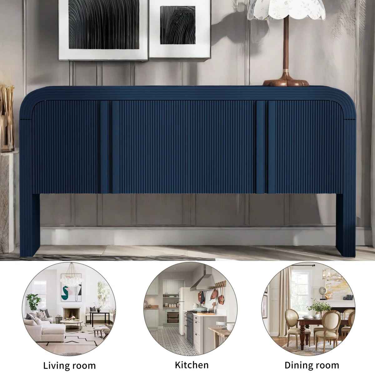 Himanshi Striped Sideboard with 4 Doors thumbnail 5