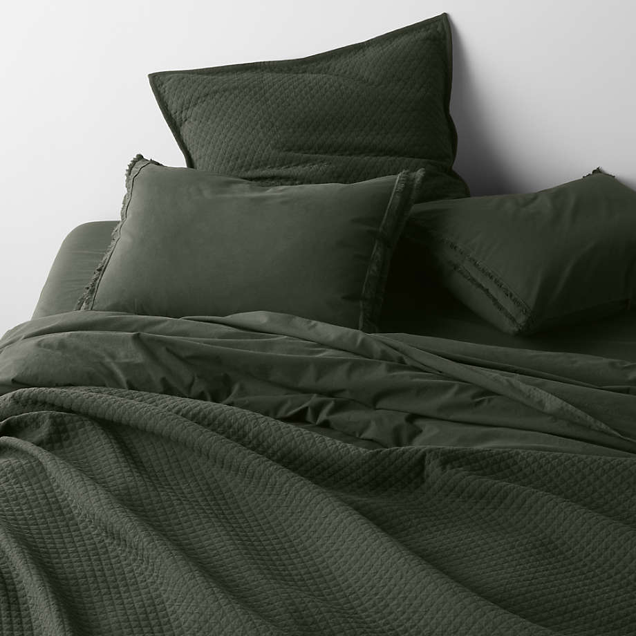 Favorite Washed Organic Cotton Ficus Green Eyelash Bed Pillow Sham-King thumbnail 2