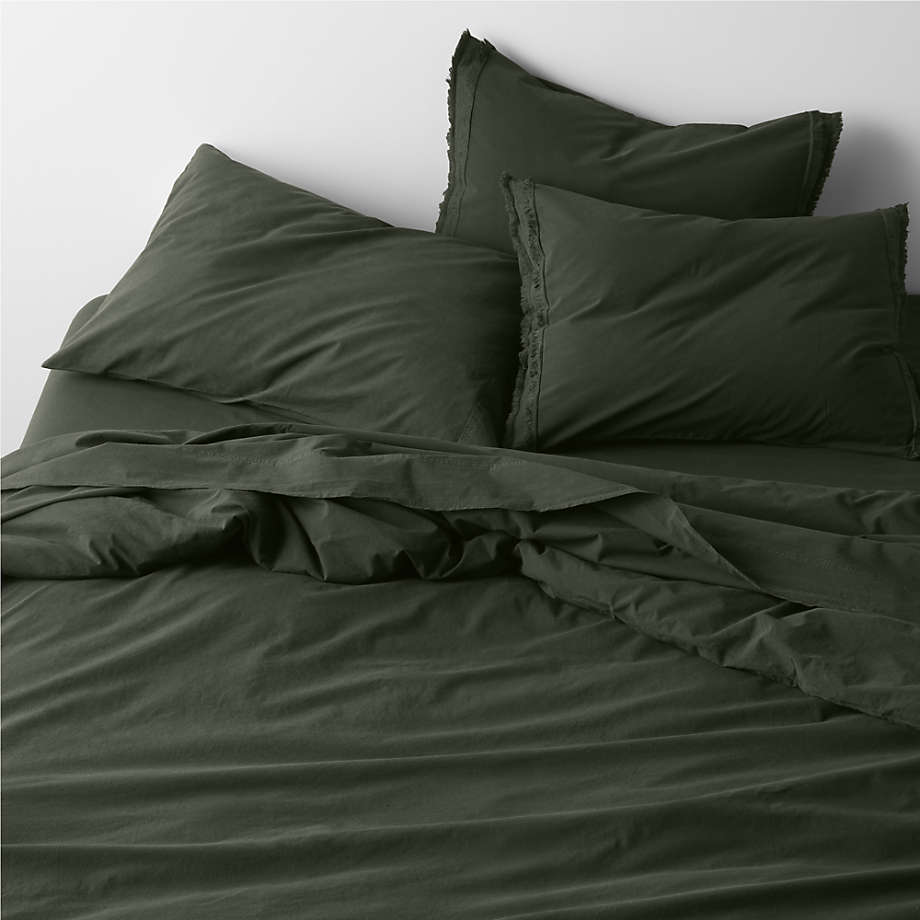 Favorite Washed Organic Cotton Ficus Green Eyelash Bed Pillow Sham-King thumbnail 3