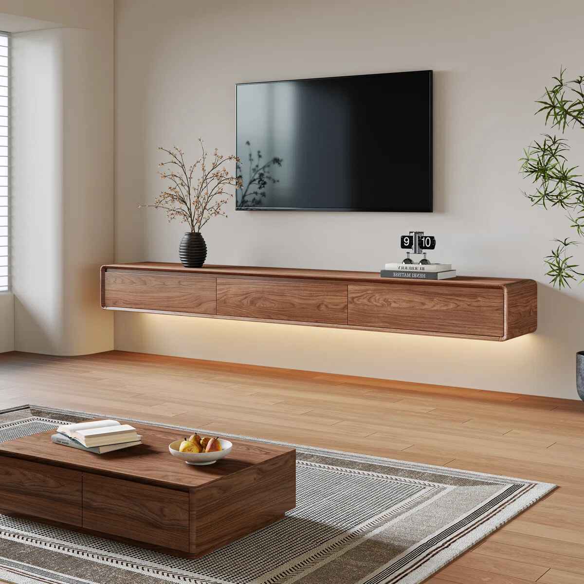 Modern Floating TV Stand Wall Mounted Media Console with Storage thumbnail 4