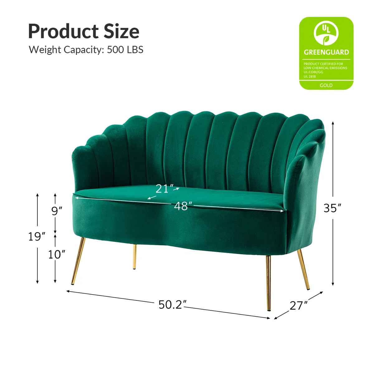 Hendrix 50.2'' Velvet Sofa thumbnail 3