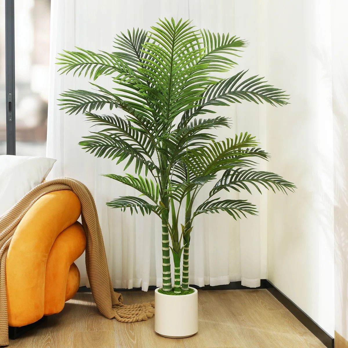 Adcock Faux Palm Tree in White Planter thumbnail 2