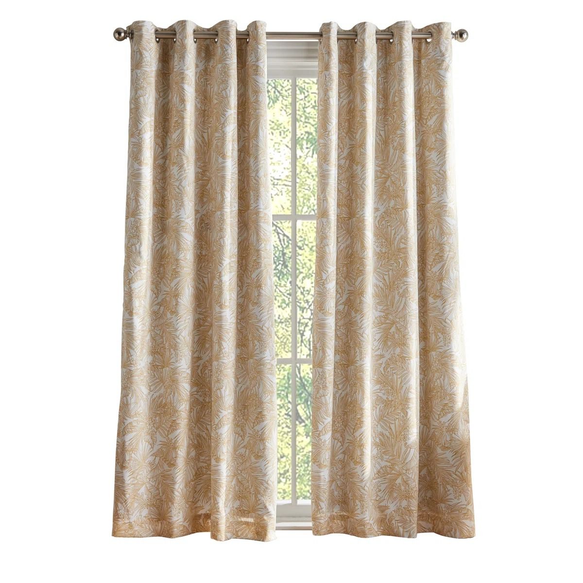 Tropical Floral Light Filtering Thermal Grommet Curtain Panel Pair thumbnail 2