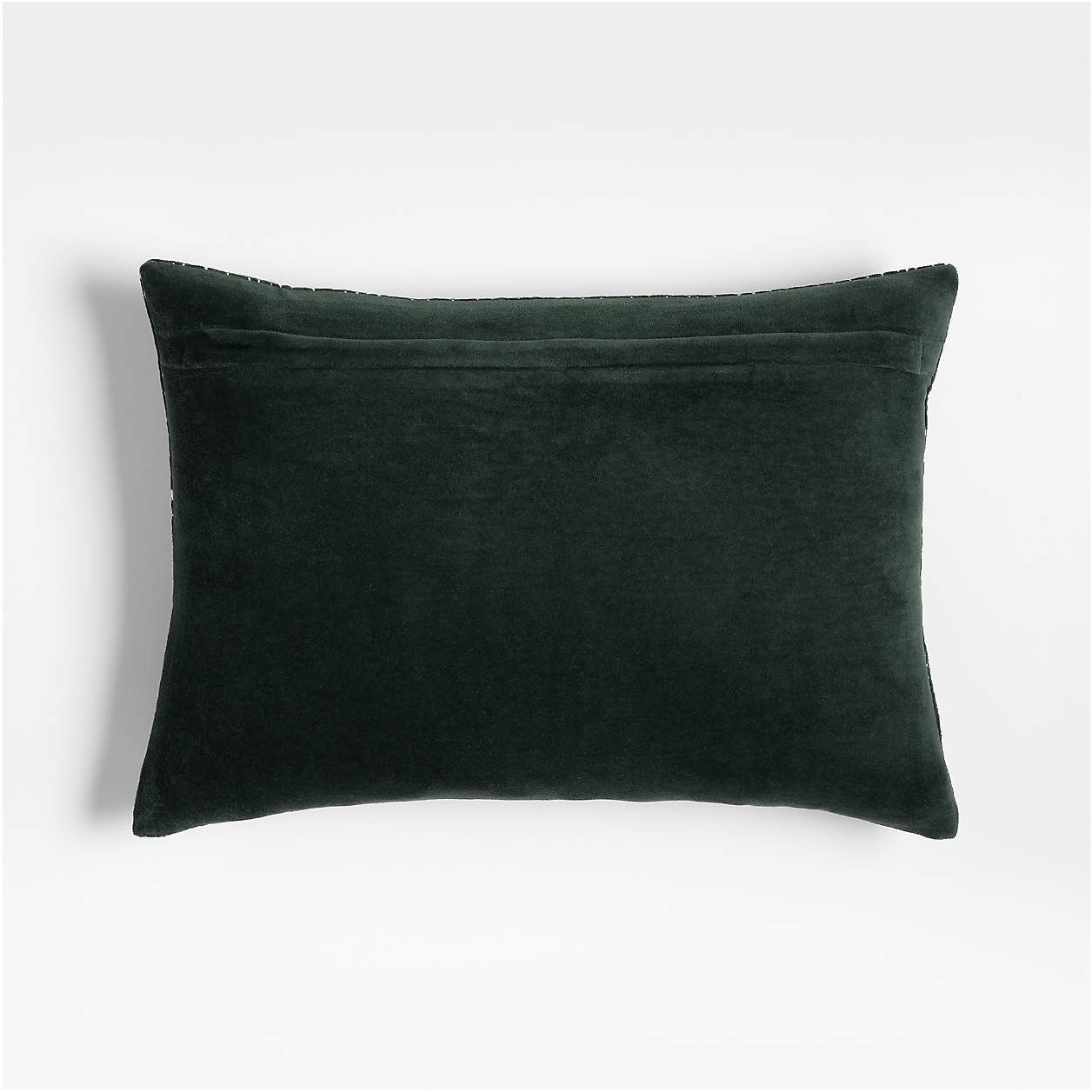 Sashiko Organic Cotton Velvet Spruce Green Throw Pillow Cover-22"x15" thumbnail 3